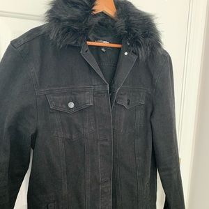 XL fashionova detachable fur collar jean jacket